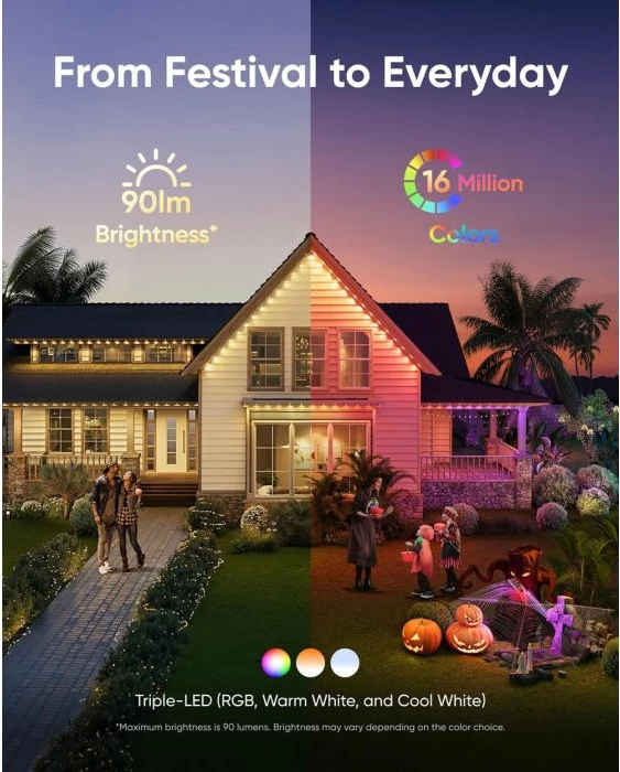 Drita LED të jashtme RGB ANKER eufy E22, 30m, RGBWW, IP67, kontroll me aplikacion