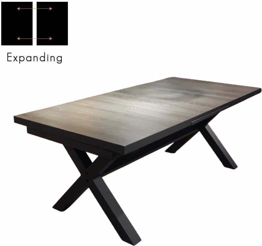 Tavolinë e zgjatshme Sorpresa, ngjyrë gri e errët, 202x101x77