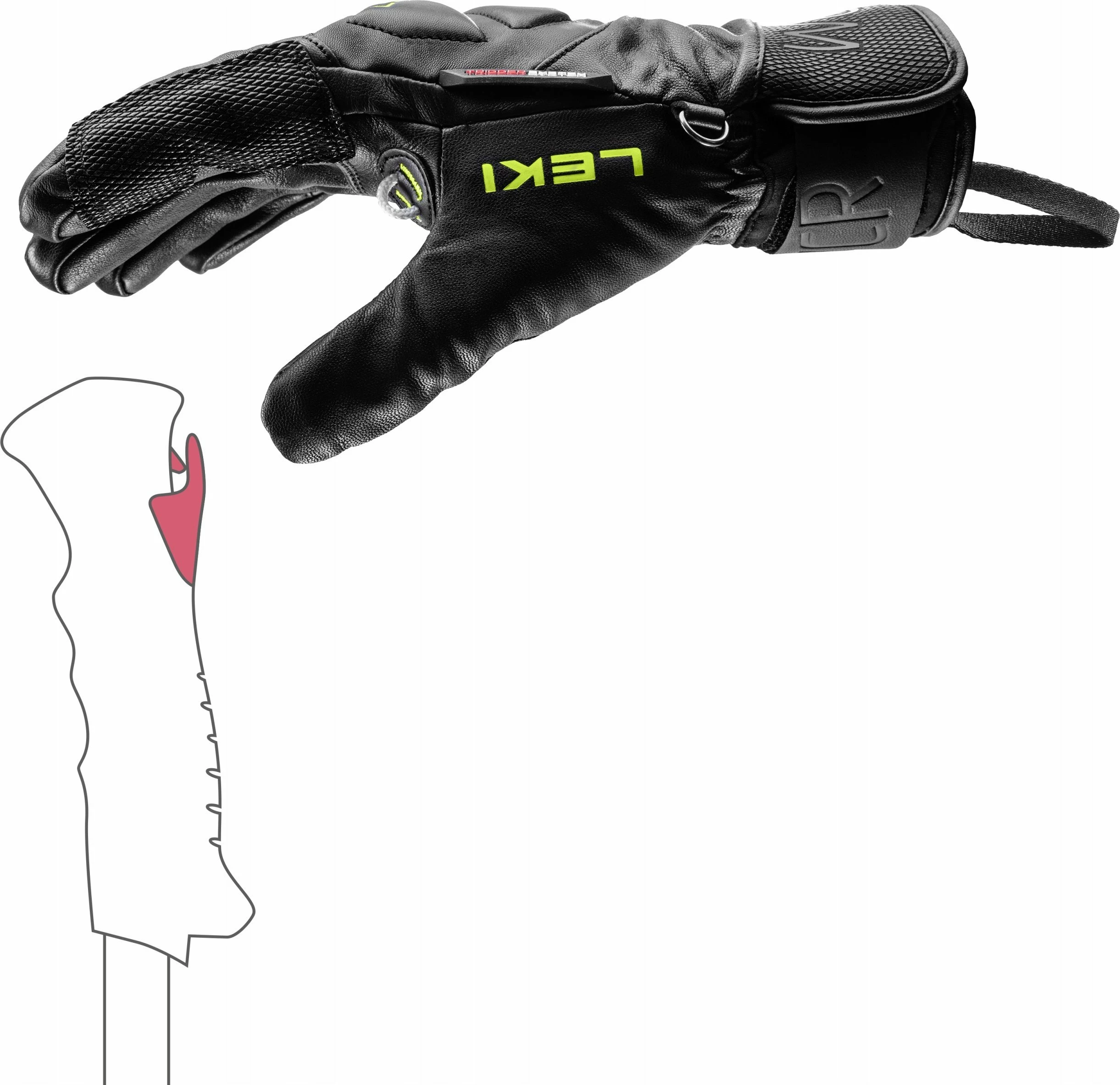 Doreza ski Leki WCR Venom Speed 3D, madhësia 8, unisex, Trigger 3D, e zezë