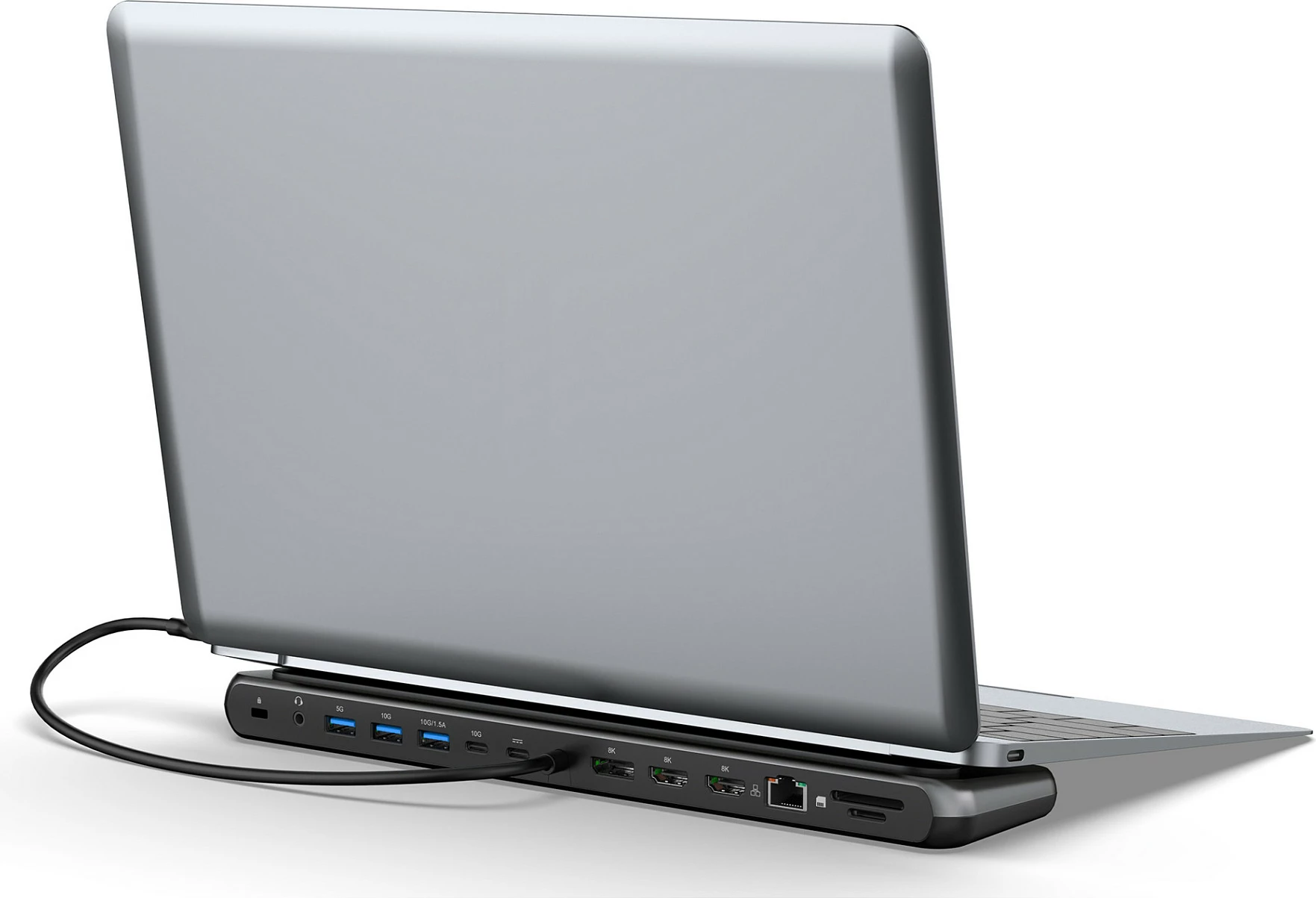 Docking station Digitus USB-C, 8K, 2x HDMI + DP 1.4, RJ45, PD, SD/microSD, argjendtë