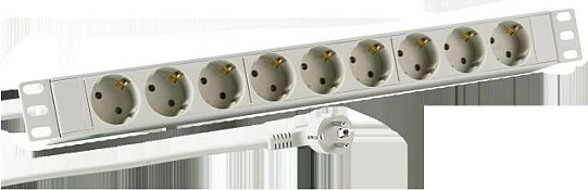 Shirit prizash EFB Elektronik 19" 1U, 9x Schuko (CEE 7/3), kabllo 2 m, pa switch, alumin, gri