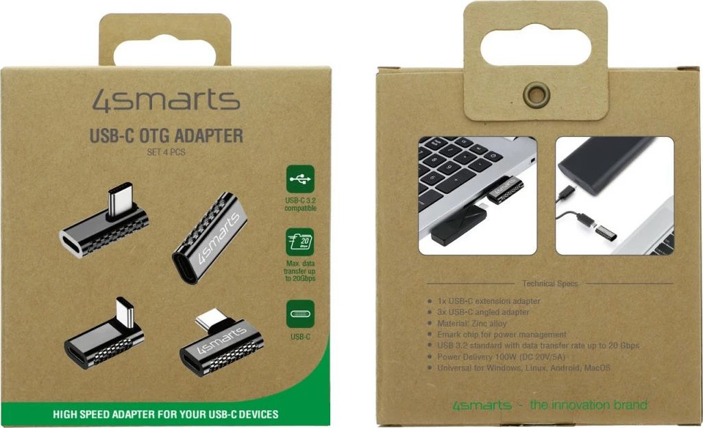 Adapter USB-C 4smarts 540464, USB-C, USB-C, Silver