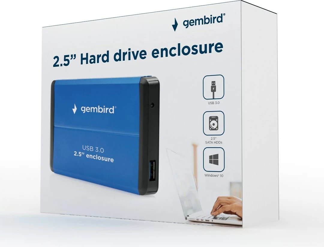 Kuti për disk HDD, Gembird EE2-U3S-2-B, 2.5" , e kaltër 