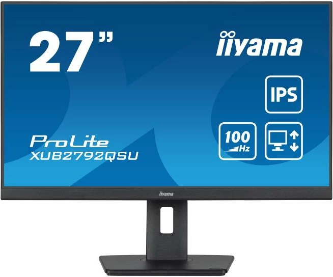 Monitor, iiyama ProLite XUB2792QSU-B6 27" QHD 2560x1440 IPS 100Hz AdaptiveSync USB 3.2 altoparlantë HDMI DisplayPort këmbë rregullim lartësie 150 mm, e zezë