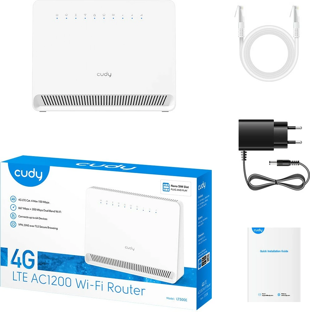 Router Cudy AC1200 Wi-Fi 4G LTE-Cat4, i bardhë
