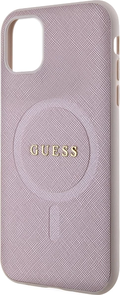 Mbështjellës Guess GUHMN61PSAHMCP për iPhone 11/XR, Saffiano MagSafe, Rozë