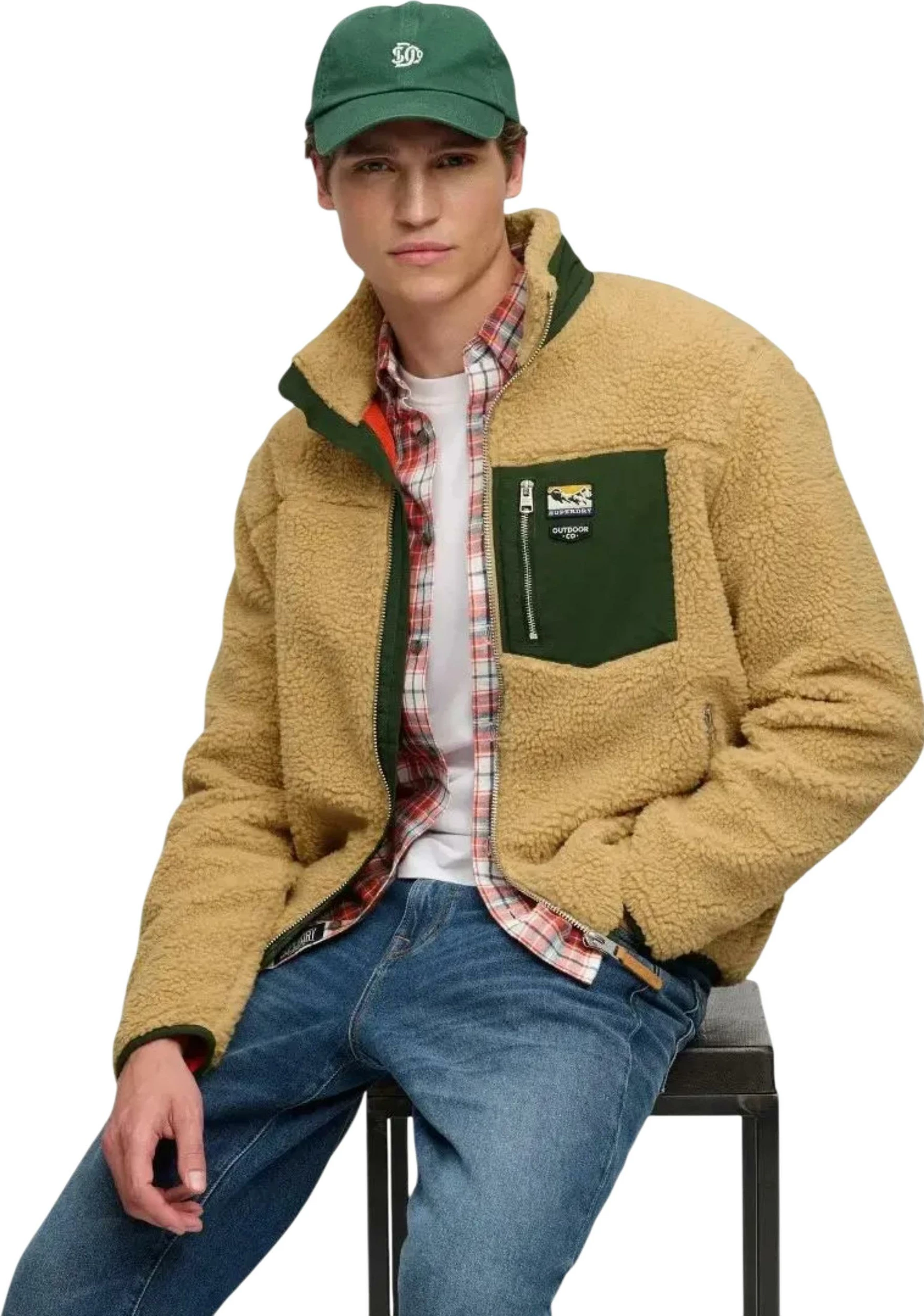 Jakne fleece për meshkuj Superdry Mountain Full Zip SDM2014575A, bezhë [Madhësia: S]