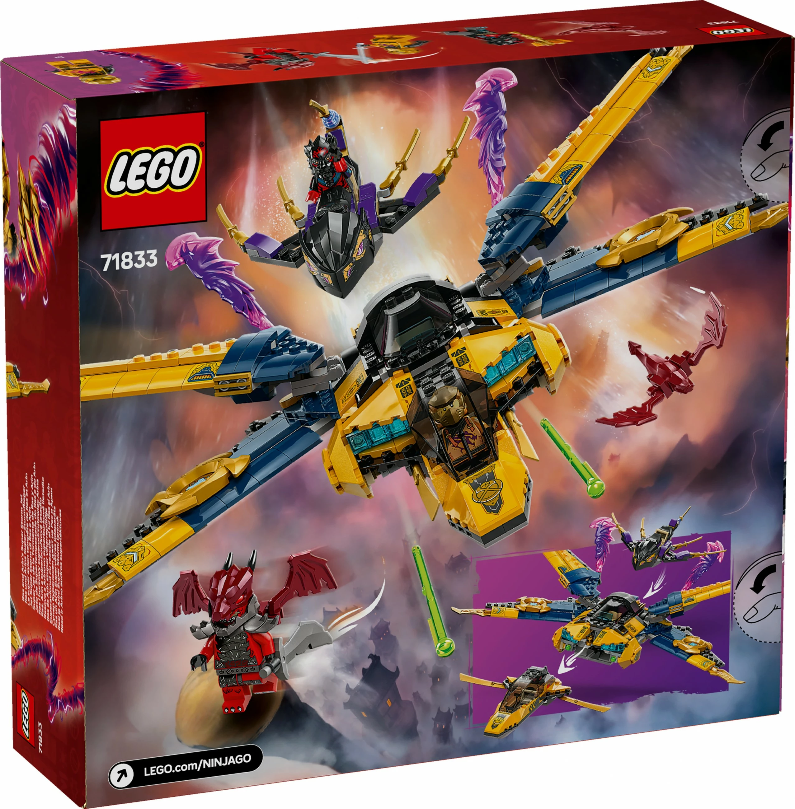 Set ndërtimi LEGO Ninjago 71833 Ras & Arin Super Storm Jet, 510 pjesë, multikolor