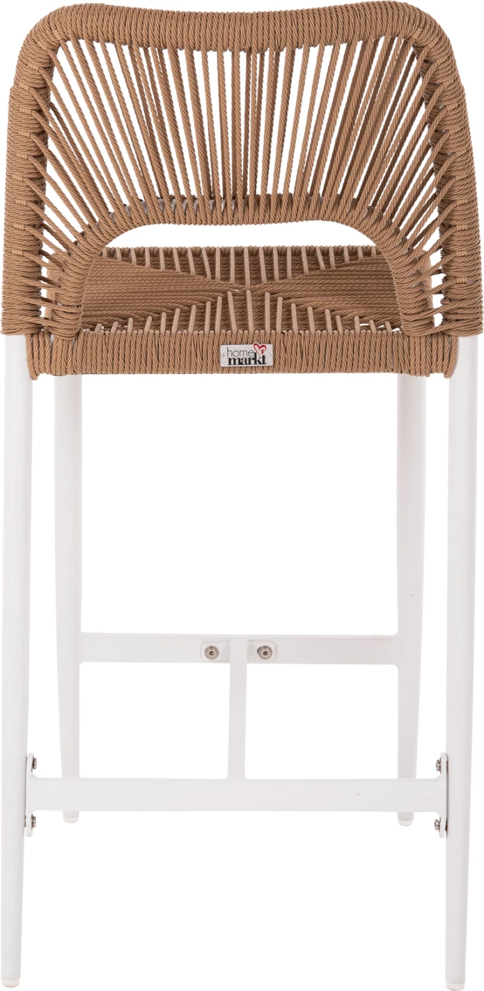 Karrige për bar, lartësi mesatare, FH5920.01, alumin i bardhë me ratan sintetik bezhë, 46x58x95H cm