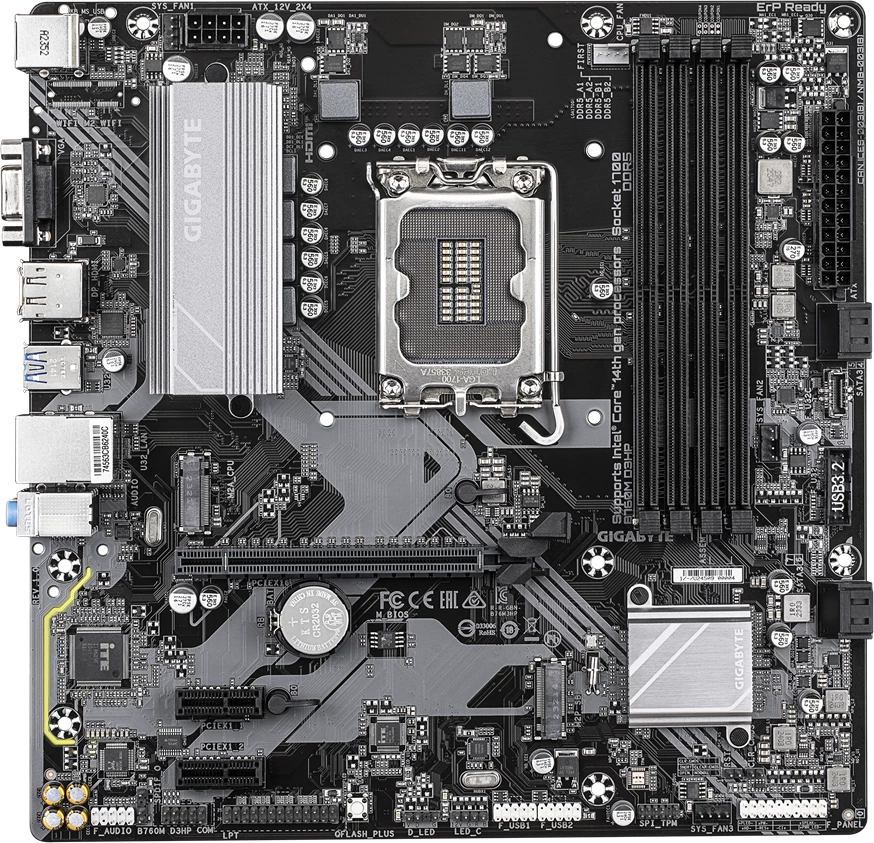 Pllakë amë Gigabyte B760M D3HP, LGA1700, DDR5, mATX, 2x M.2 PCIe 4.0, GbE LAN, Retail