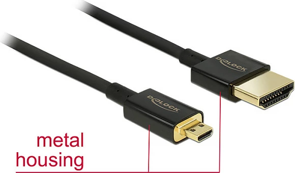 Kabllo HDMI DeLOCK 85118, HDMI-A në Mini HDMI-C, 0.25 m, 4K 60Hz, e zezë