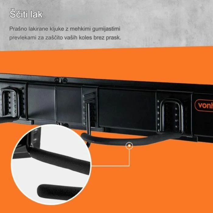 Set mbajtëse muri për biçikleta VONHAUS 3500257, për 3 biçikleta + 3 helmeta, e zezë, 9-copë