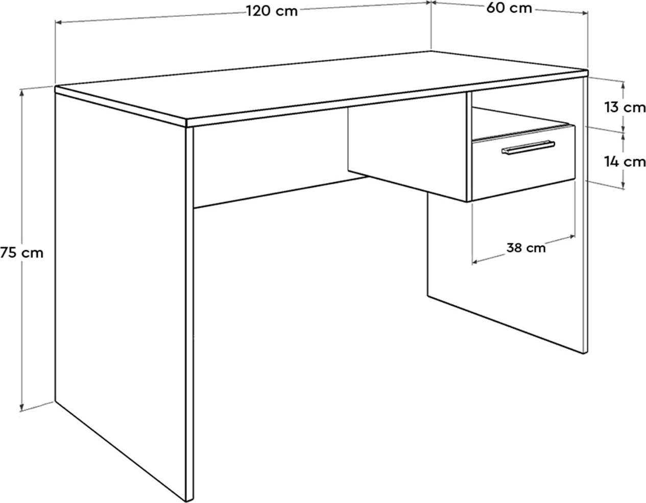 Tavolinë studimi Hanah Home, Cms-510-Ss-1, ngjyrë sonomo dhe e bardhë