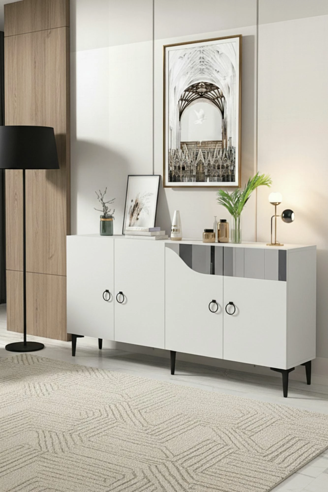 Konsol Skye Decor, Gama 150, e bardhë, argjend