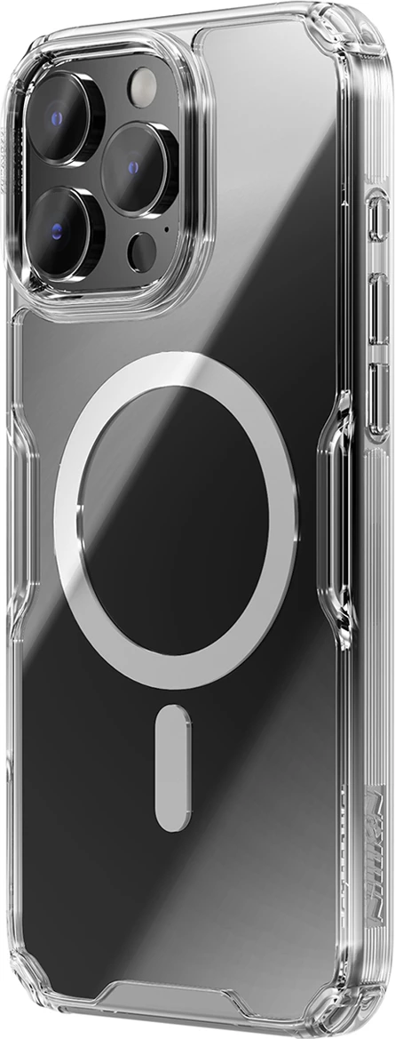 Mbështjellës Nillkin Nature Pro Magnetic Case për iPhone 16, MagSafe, Transparent & Bardhë