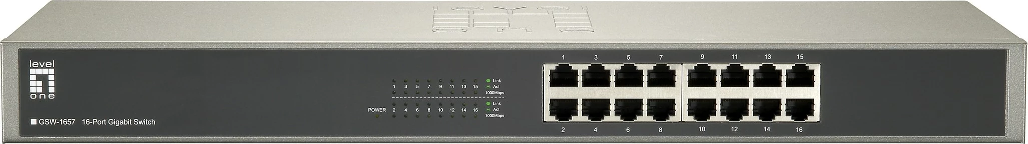 Switch LevelOne 16-Port Gigabit, Unmanaged, Rack mounting