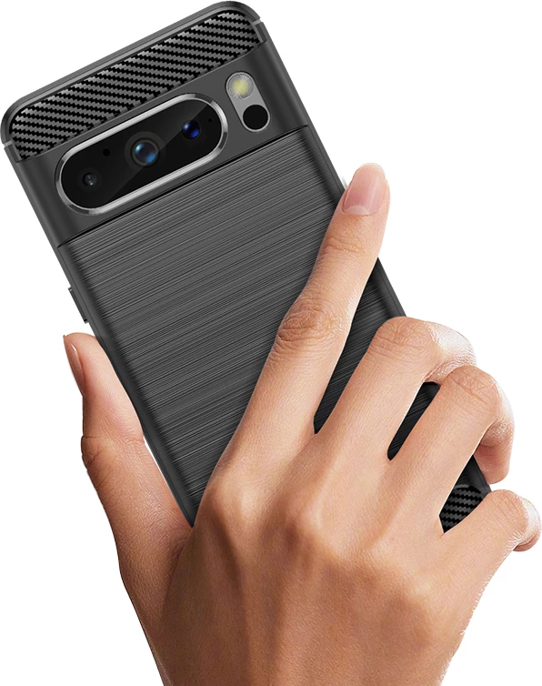 Mbështjellës Hurtel Carbon Case për Google Pixel 8 Pro, i zi