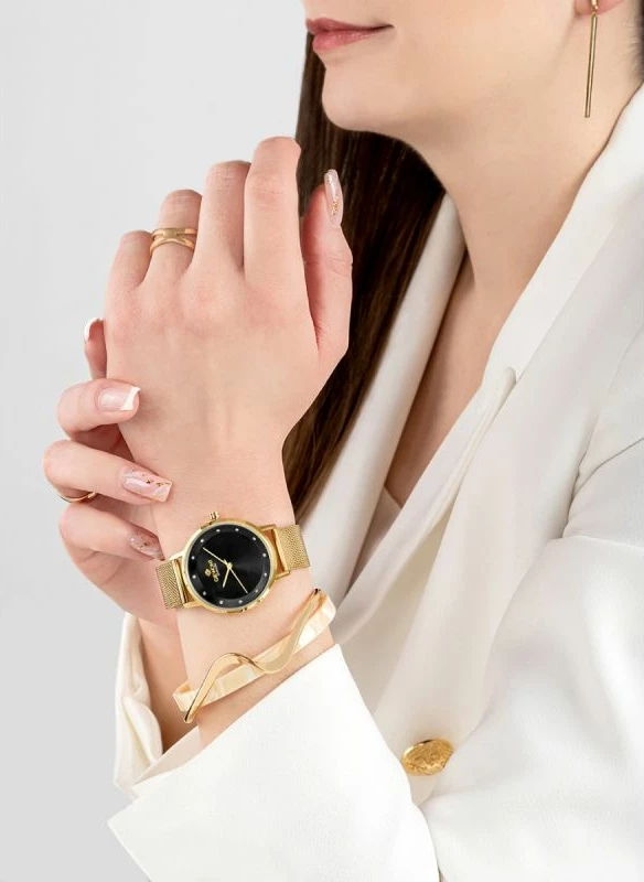 Orë dore femra Giewont GW4130-B3, e zezë dhe e artë, set