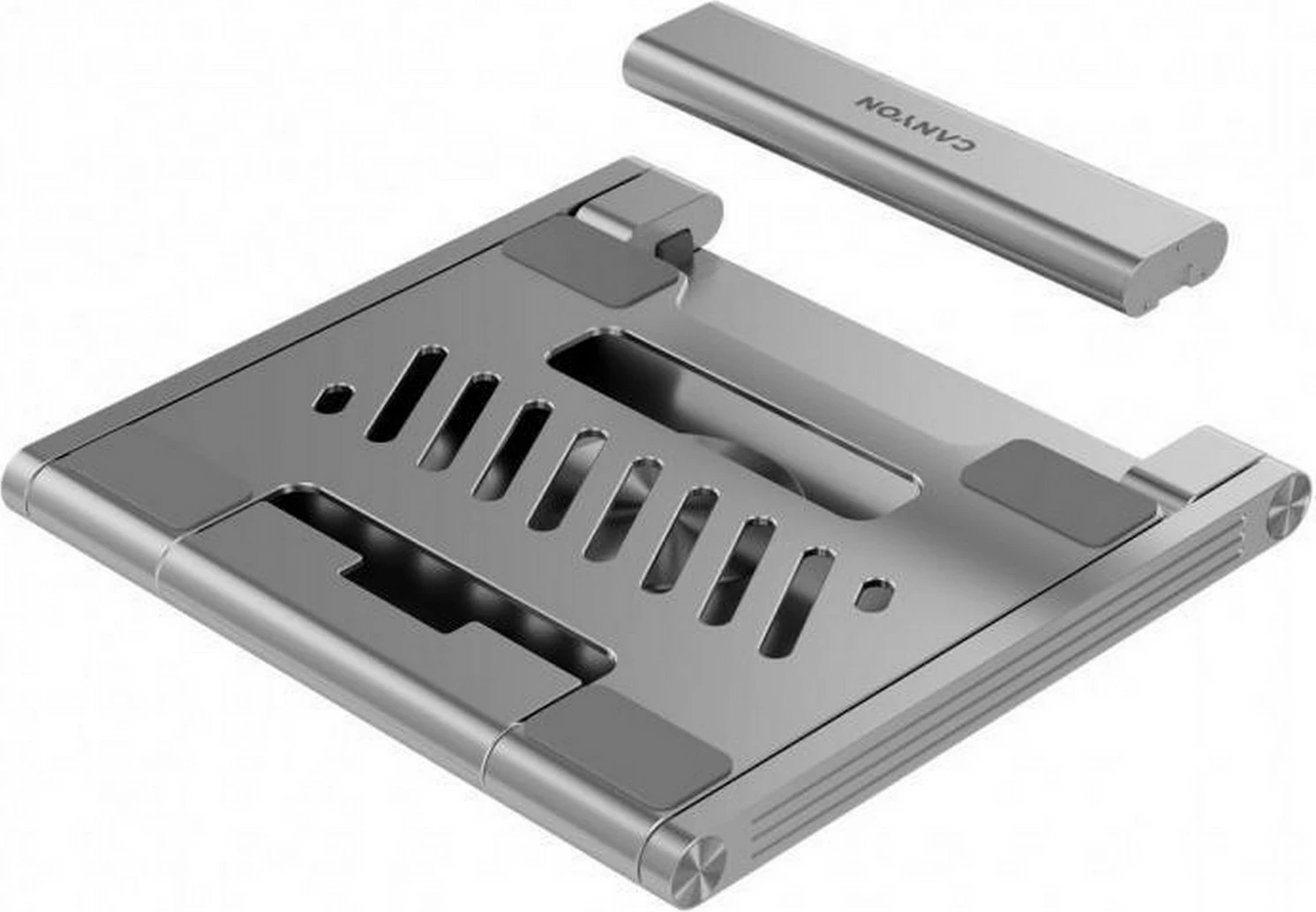 Kasë laptopi Canyon me hub HDMI, 2xUSB, RJ45, rregullim lartësie, argjendtë