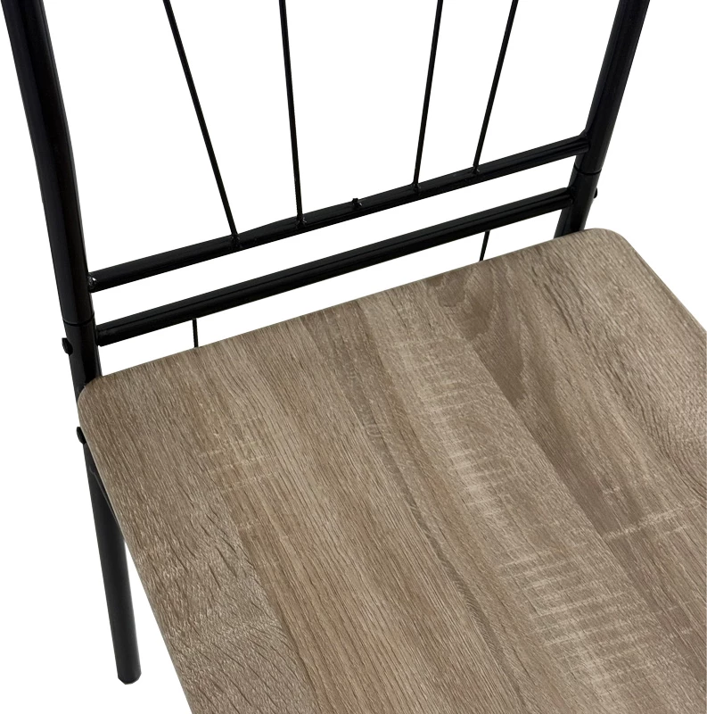 Tavolinë me karrige Roza II, set 5 copë, MDF, këmbë metalike, ngjyrë gri, 110x60x74cm