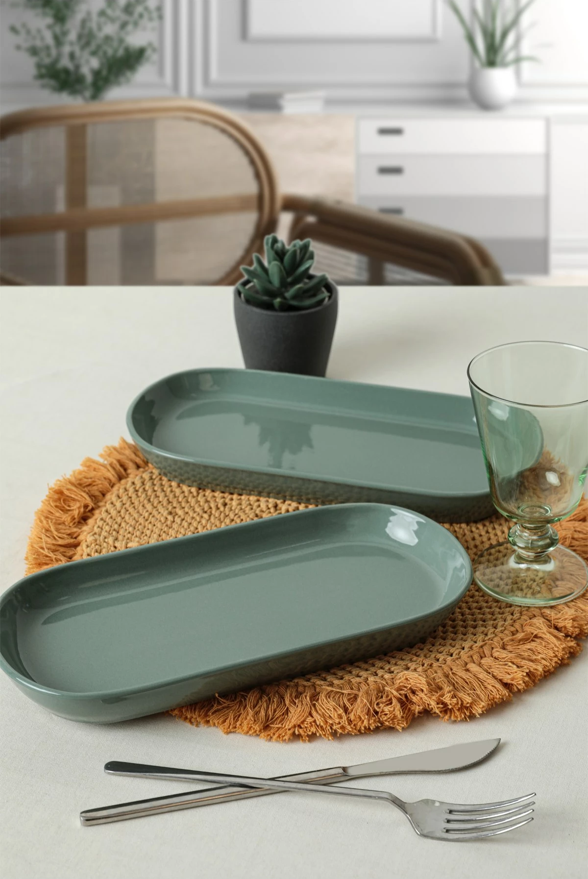 Set pjatash servirëse, ngjyrë e gjelbër, Hermia Concept, 2 copë, 26cm