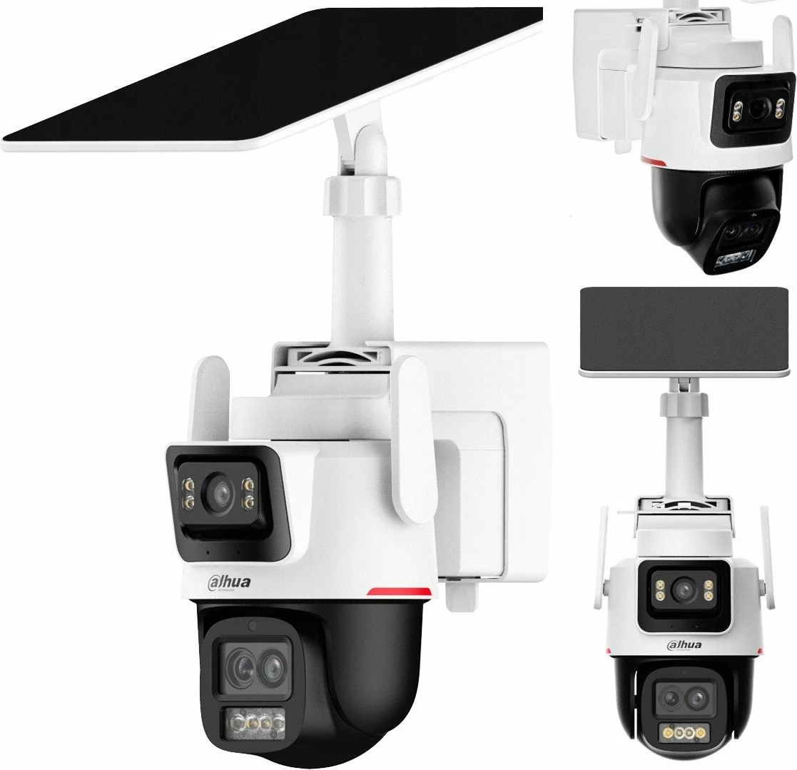 Kamerë IP Dahua IPC-PTS2649C-3E3Z-4GB20 3MP, 4G/LTE + Wi‑Fi, PT‑Dome, panel diellor + bateri 65Wh, IP66, bardhë/zezë