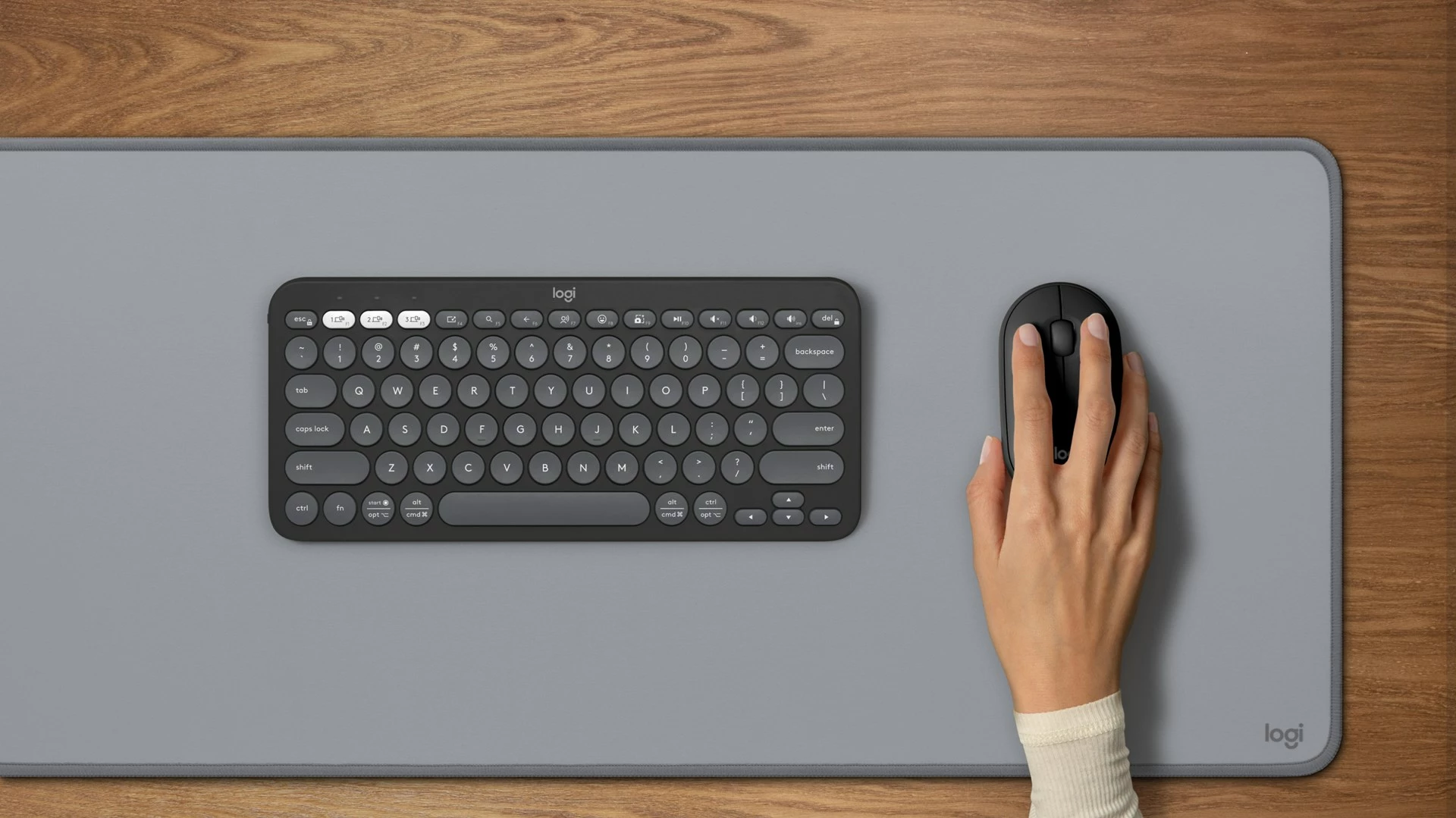 Maus Logitech 910-007015, pa kabllo, RF Wireless + Bluetooth, 4000 DPI, grafit