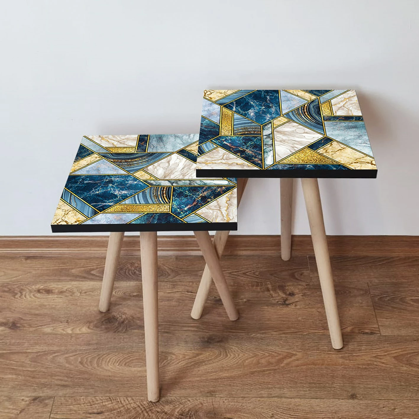 Set tavolinash të mbivendosura, Skye Decor, 2 copë, ngjyrë kaltër e errët, 2Shp84
