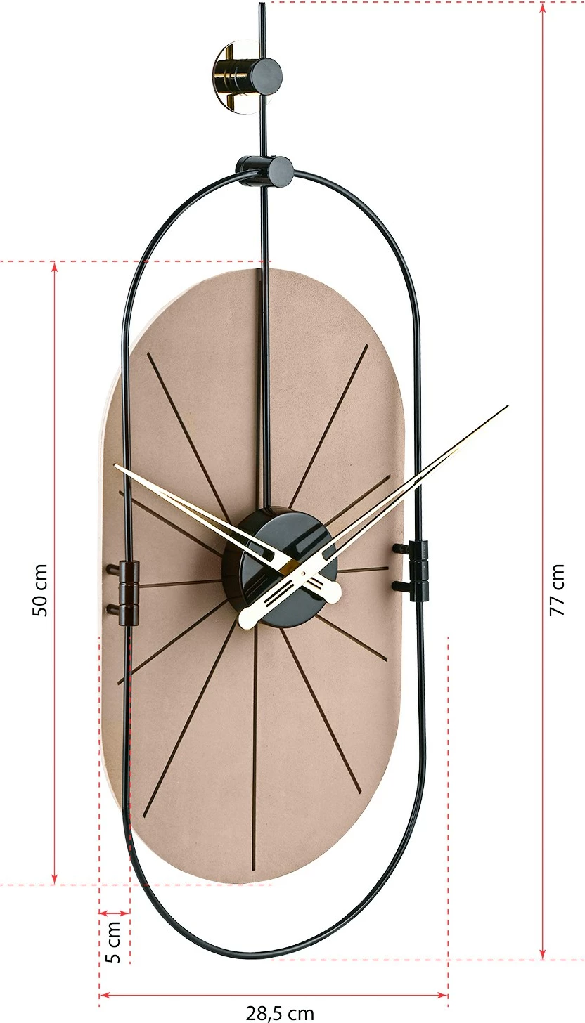 Orë muri dekorative Wallity, metal dhe MDF, ngjyrë kafe e zezë, 77x29cm