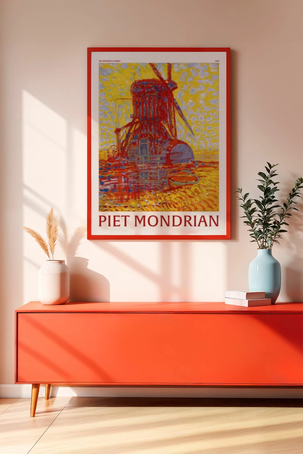 Pikturë dekorative me kornizë, MDF, Wallity, Artrnkdata50, e kuqe
