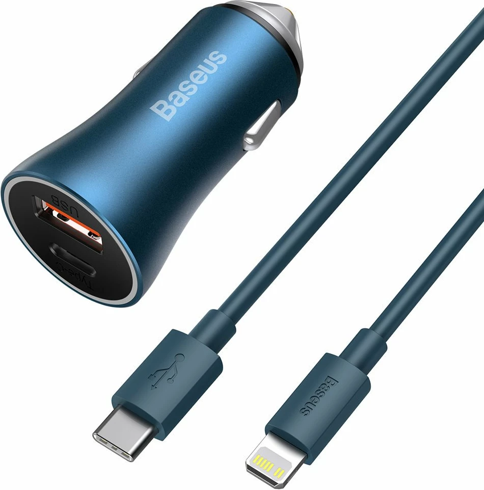 Karikues veture Baseus Golden Contactor Pro 40W me kabllo USB Type-C në Lightning, Blu