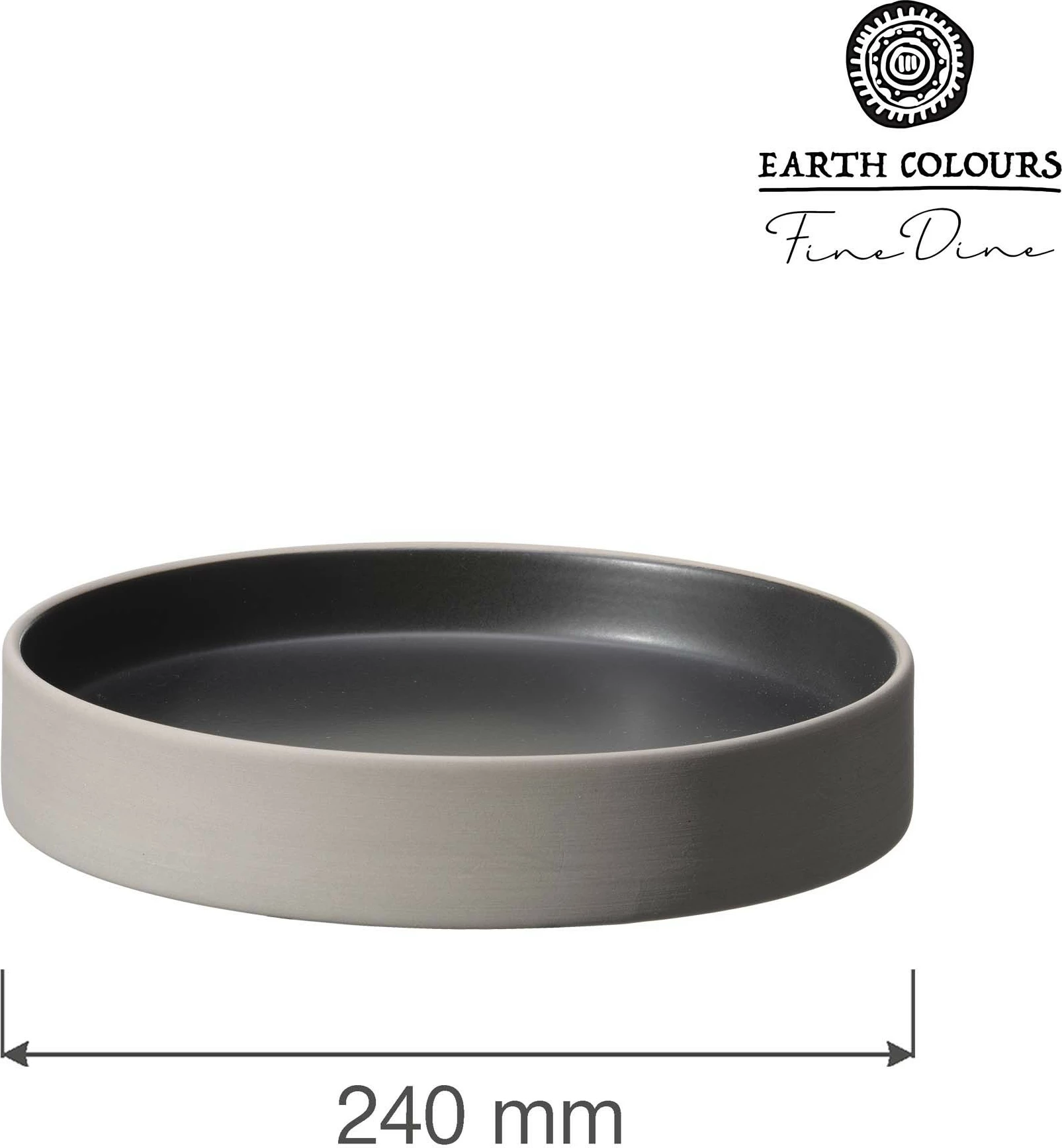 Pjatë gourmet Fine Dine Mia Ø240mm stoneware, e zezë/hiri, set 2 copë