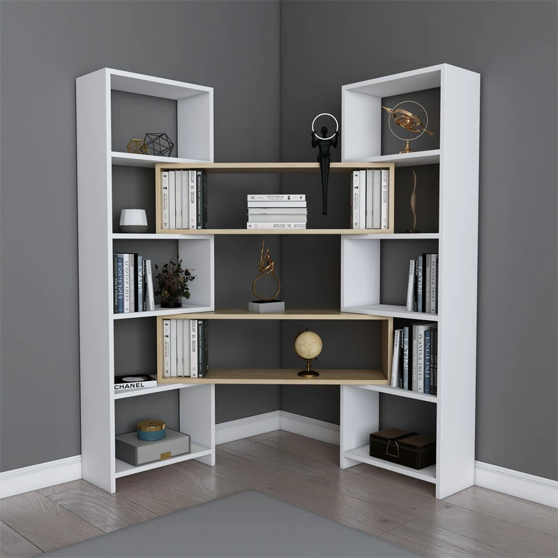 Raft librash i zgjatshëm Thorin, ngjyrë e bardhë-natyrale, 163.5x22x150cm