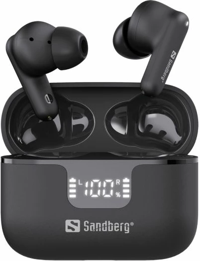 Kufje SANDBERG 126-52 wireless earbuds ANC+ENC, Bluetooth 6.0, USB-C, të zeza, set me kutizë karikimi