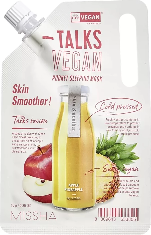 Maskë nate eksfoliuese për femra Missha Talks Vegan Squeeze Pocket, 10g
