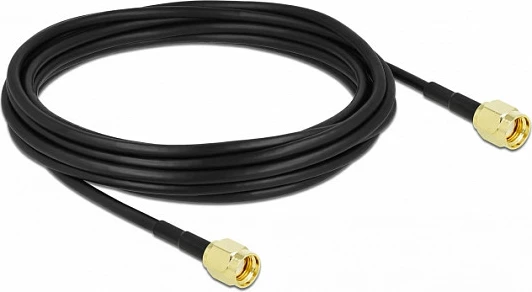 Kabllo antene DeLOCK LMR100 RP-SMA (male-male), 5 m, low loss, e zezë