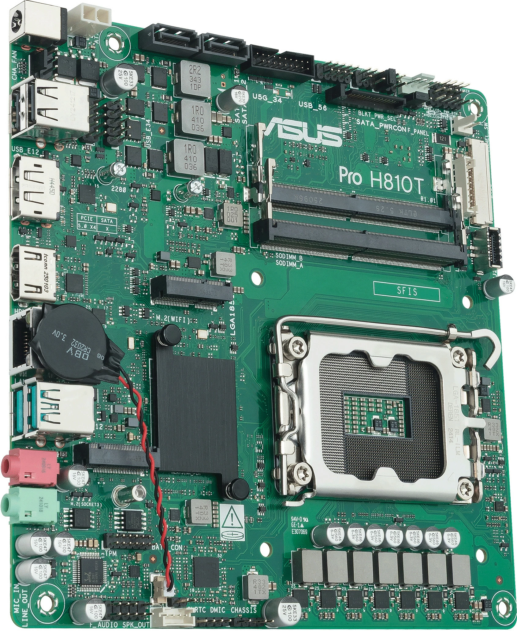 Pllakë amë ASUS Pro H810T-CSM, LGA1851, Intel H810, DDR5 SO-DIMM, Thin Mini-ITX