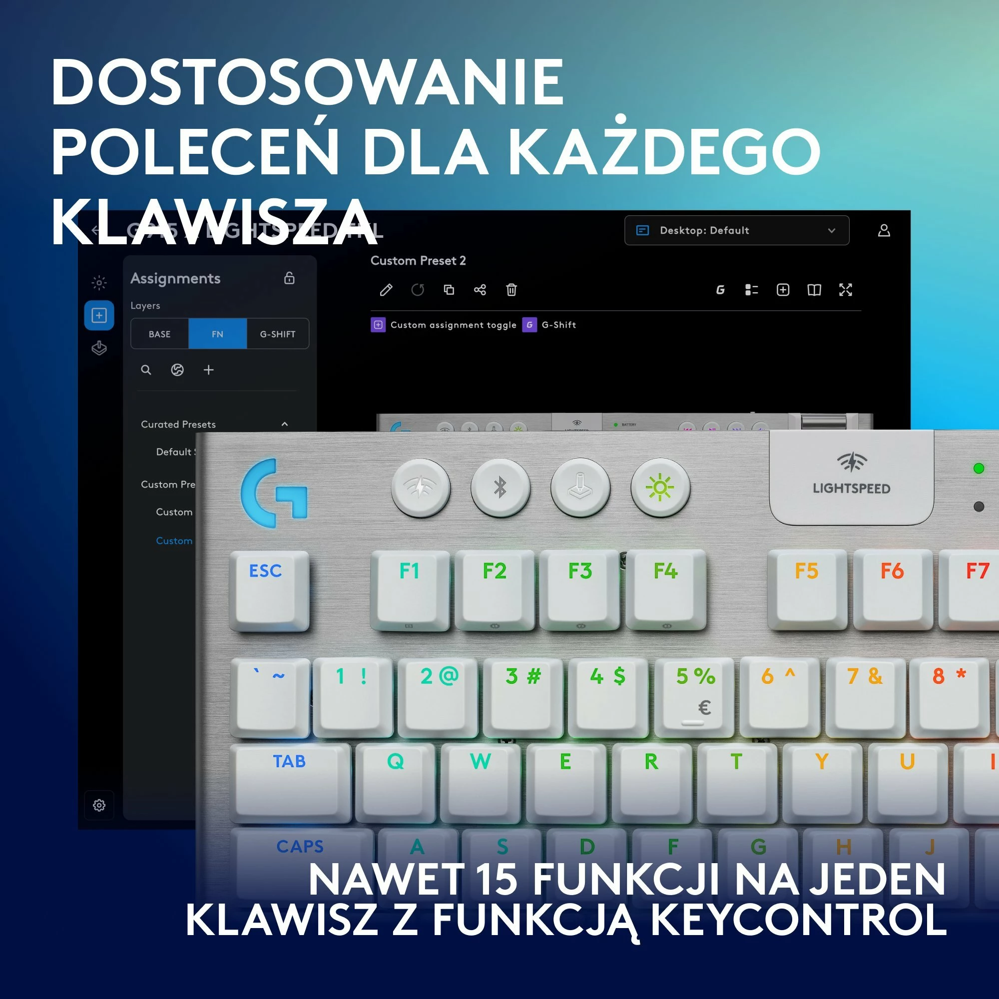 Tastierë gaming mekanike Logitech G915 X Lightspeed TKL GL Tactile (920-012737), RGB, wireless/USB/Bluetooth, US INTL, e bardhë