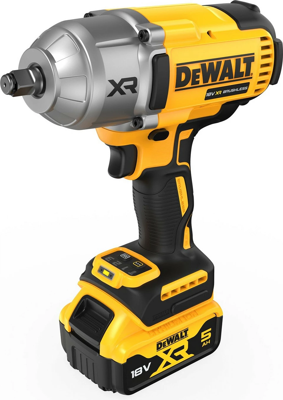 Çelës goditës DeWALT DCF900P2T-QW, brushless, 1/2", 18V, 5Ah, zi/verdhë