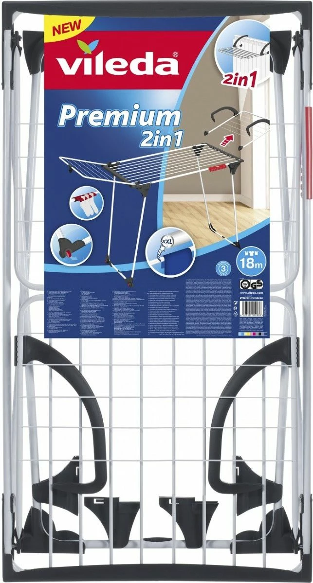 Tharëse rrobash Vileda Premium 2in1 157332, 18 m, 15 kg, 180x57x91 cm, e bardhë