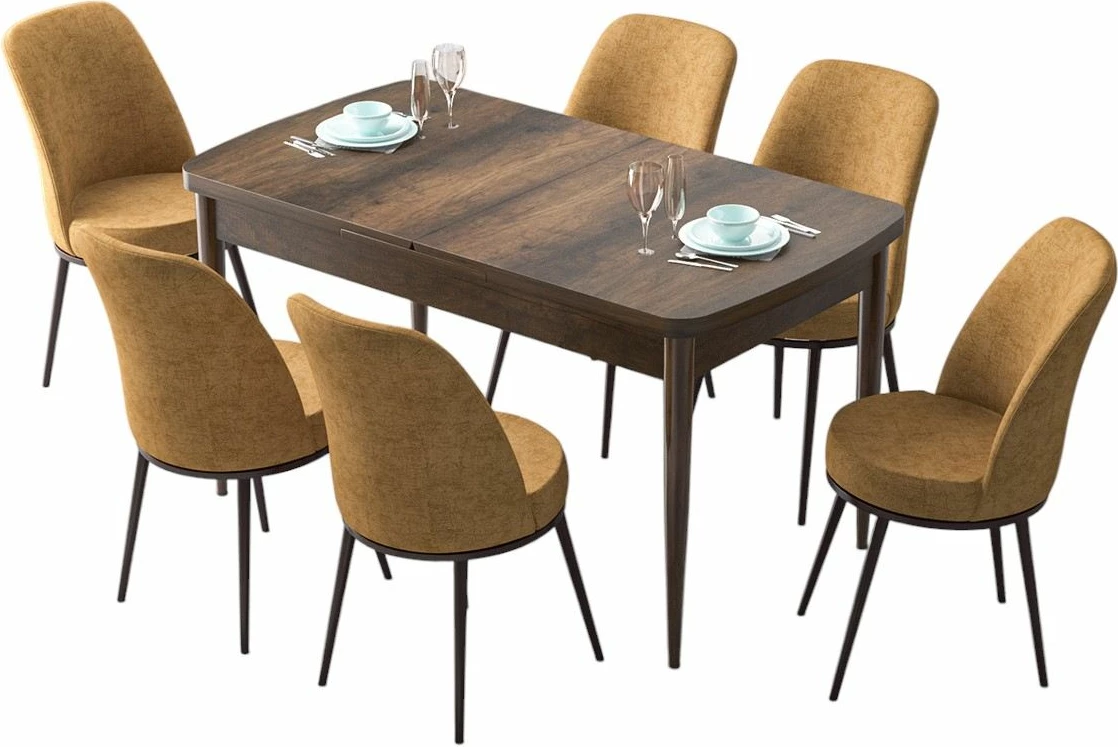 Set tavolinë me karrige, zgjatues, 7 pjesë, Skye Decor, ngjyrë barok-kapuçino