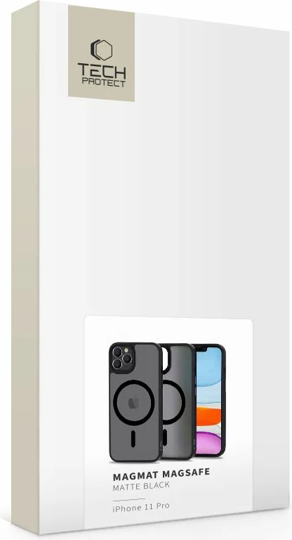Mbështjellës Tech-Protect MagMat për iPhone 11 Pro, MagSafe, gjysmë-transparent, zi