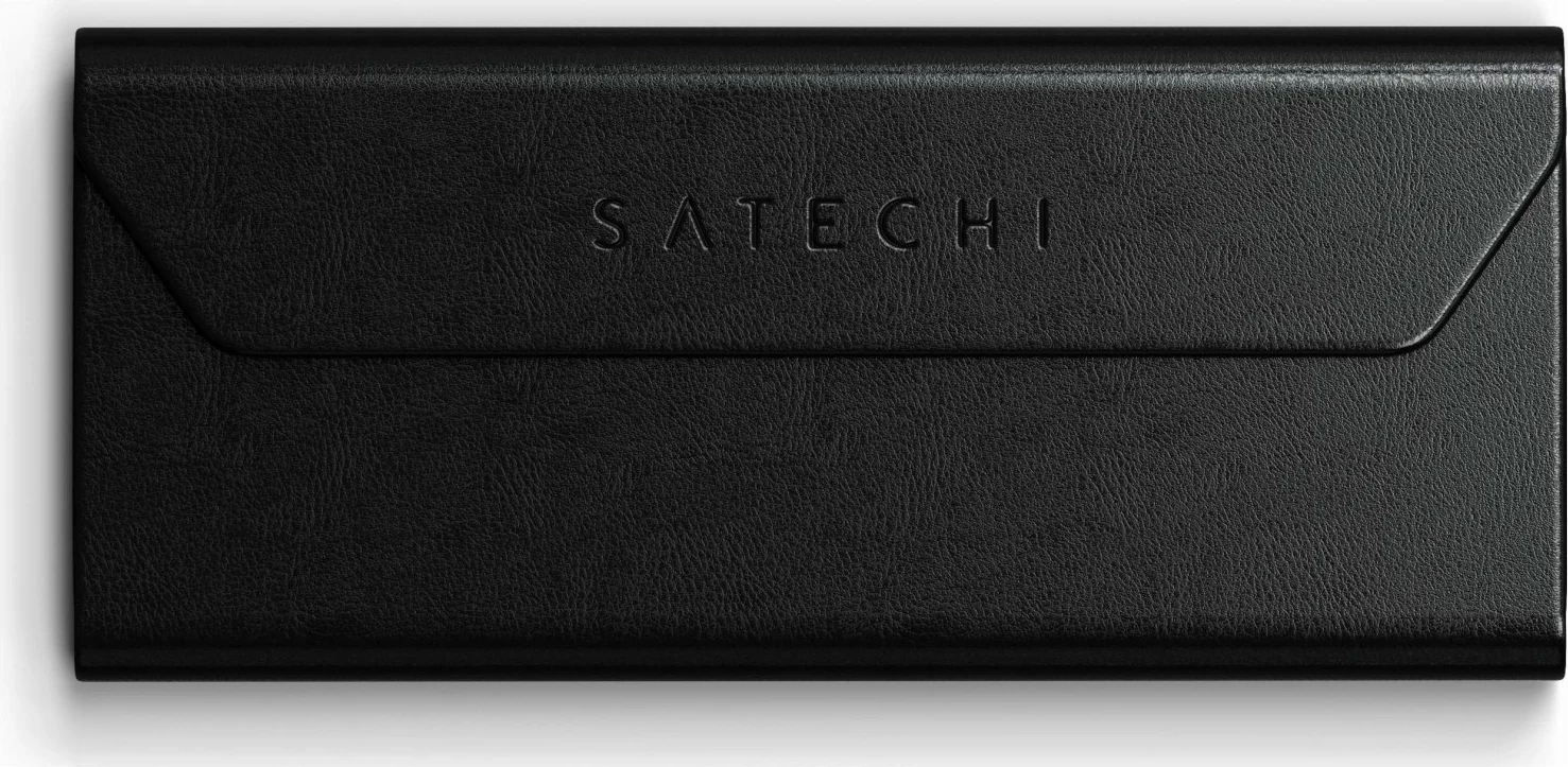 Mbështjellës syzesh Satechi FindAll, vegan lëkurë, locator Apple Find My, e zezë