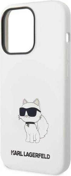 Mbështjellës Karl Lagerfeld KLHMP14XSNCHBCH për iPhone 14 Pro Max 6.7", silikon, MagSafe, Bardhë
