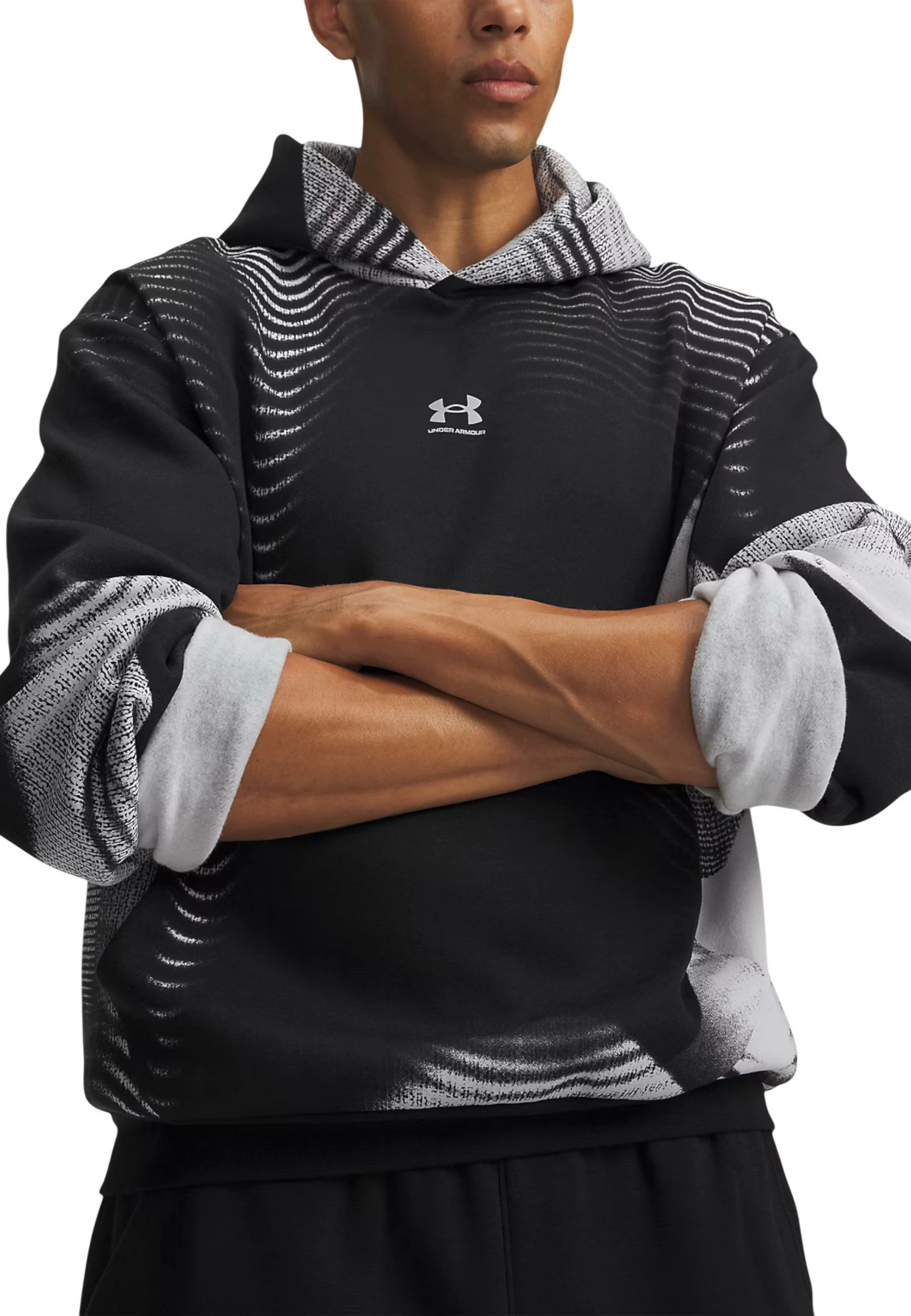 Duks me kapuç me zinxhir për meshkuj Under Armour UA Icon Fleece Printed, i zi [Madhësia: XS]