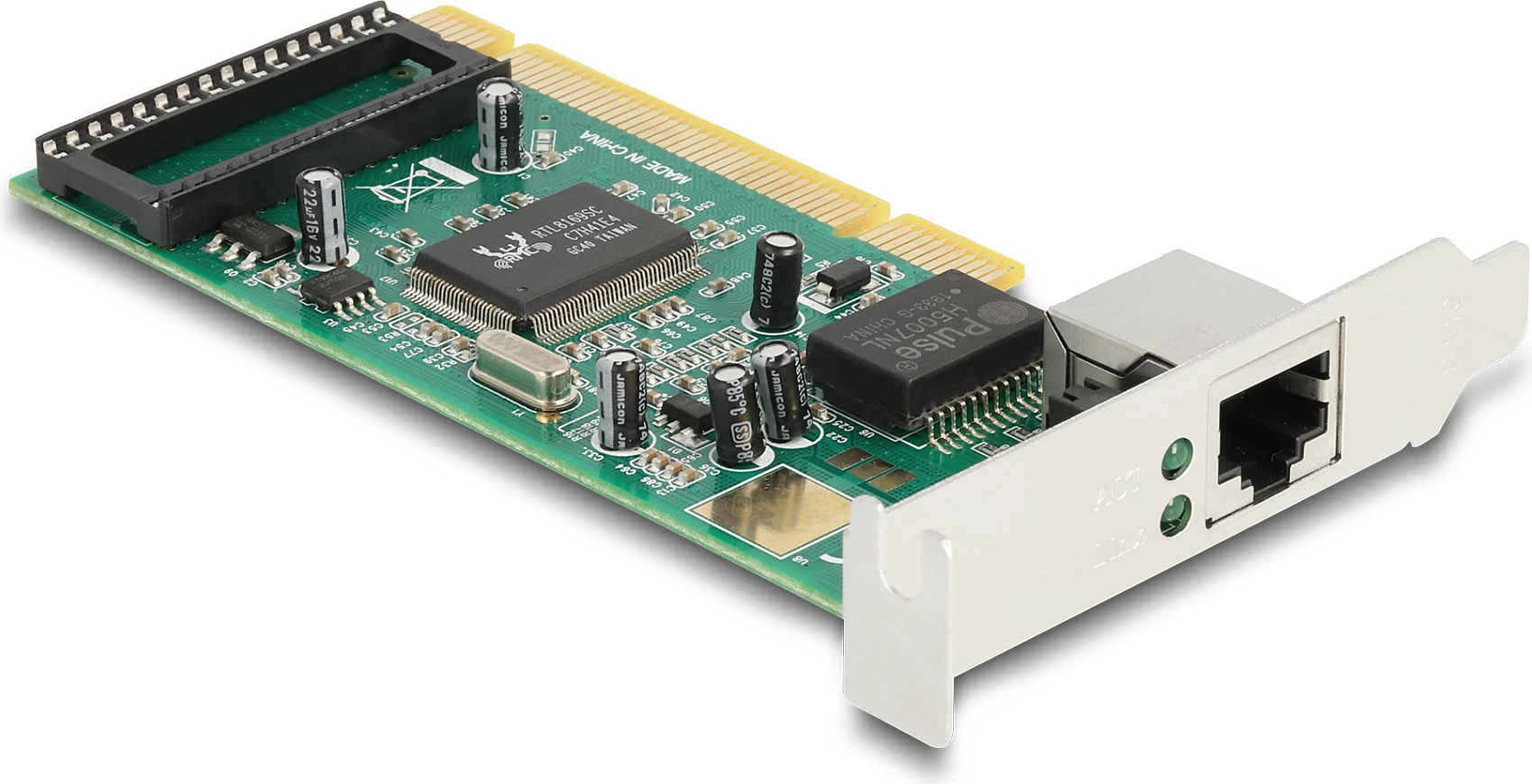 Kartelë rrjeti DeLOCK PCI Gigabit LAN RTL, 1x RJ45, PCI 2.3, Full-height/Low-profile, Gjelbër/Hiri