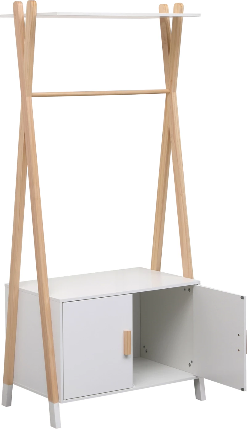 Varëse rrobash për fëmijë me dollap PASCHAL, melaminë-dru pishe, 76x44x170cm