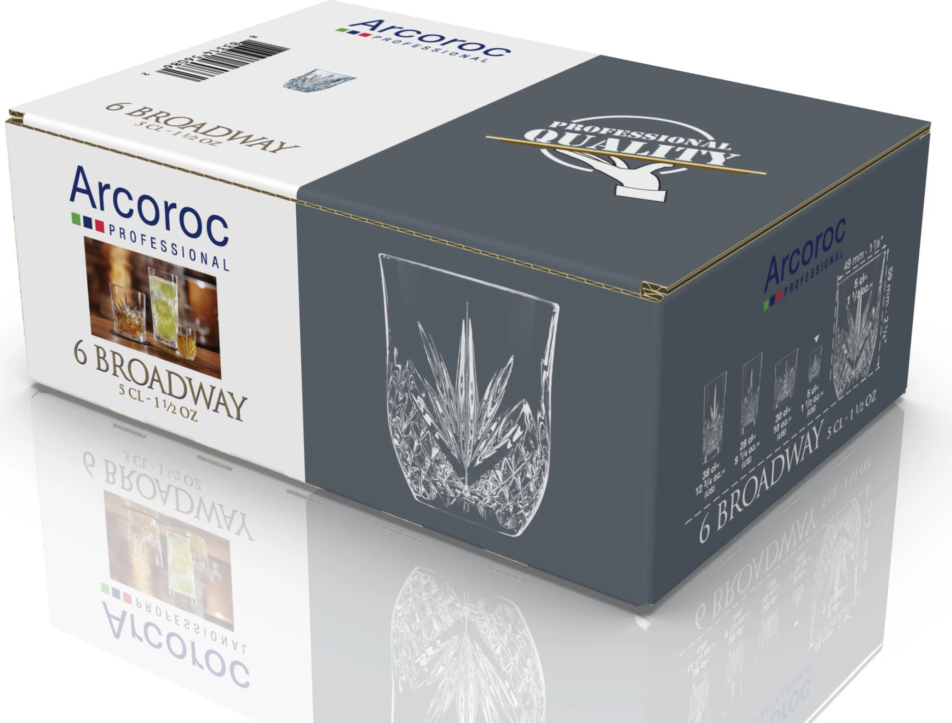 Gotë shot Arcoroc Broadway 50 ml, transparente, set 6 copë