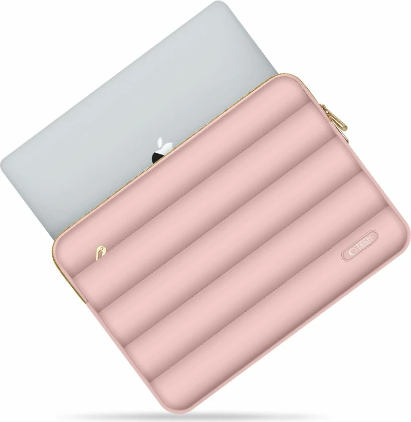 Kasë laptopi Tech-Protect Puffy 13-14 inç me çantë aksesorësh, Rozë