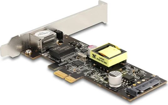 Kartë rrjeti PCIe DeLOCK i225, 1x RJ-45 2.5GbE PoE+, interne, e zezë